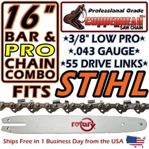 COPPERHEAD 16" BAR & PRO SAW CHAIN KIT FOR STIHL MS170 MS171 MS180 181 61PMM3-55 - Picture 1 of 15