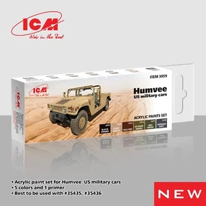 Juego de pinturas acrílicas para coches militares Humvee Us Gris Marrón Verde Negro ICM 3059 - Imagen 1 de 7
