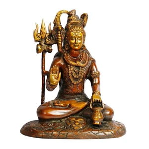 Statua idolo Lord Shiv Shankar Shiva ottone meditazione Murti Bhagwan - Foto 1 di 4