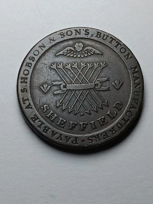 1812 Great Britain Yorkshire-Sheffield S. Hobson & Son's Penny Token (XF/AU) - Image 1 of 4