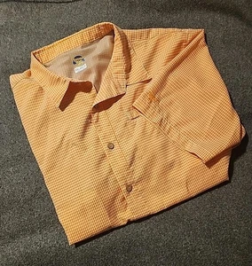 BANANA BOAT Short Sleeve Button-Down Shirt Men's Size 2XL Orange White Plaid - Picture 1 of 5