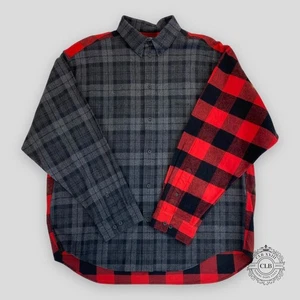 BALENCIAGA BUTTON FLANNEL SHIRT - RED/GREY - Picture 1 of 6