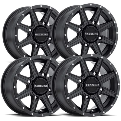 (Set of 4) Raceline UTV A92B Hostage 12x7 4x110 Satin Black Wheels Rims 12" Inch - Изображение 1 из 4