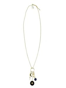Free People Tai Collana Donna Celeste Multi Charm Oro Nuova con etichette - Foto 1 di 9