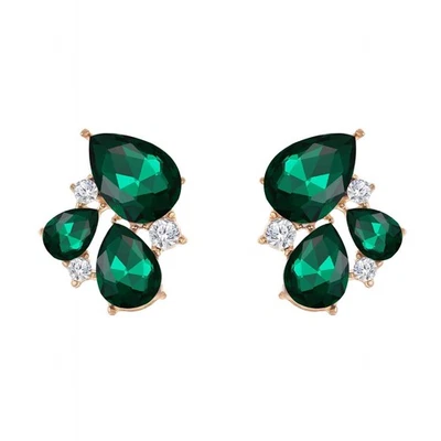 Aretes marquesa verde esmeralda estrás pequeños elegantes con racimo de cristal Foto 1 de 4