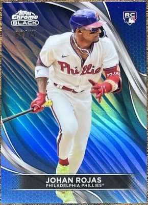 Johan Rojas 2024 Topps Chrome Black Rookie Blue Refractor #69/75 Phillies #90 - Image 1 of 2