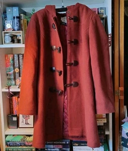 LL Bean Damen klassischer Woll-Duffelcoat orange/ziegelrot Größe 14 Reg Thinsulate - Bild 1 von 6