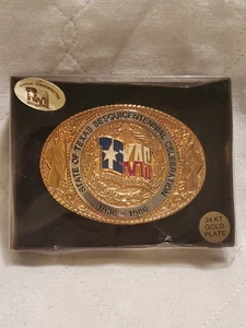 State Of Texas Sesquicentennial Celebration Official 24K Gold-Plated Belt Buckle - Picture 1 of 9