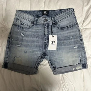 Cr7  Cristiano Ronaldo Mens Denim Short  Size 30 Slim Fit NWT - Picture 1 of 18