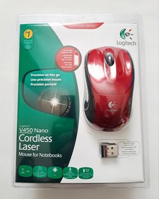 Logitech V450 Nano Cordless Laser Mouse Notebook Series Red New & Sealed - Image 1 of 4
