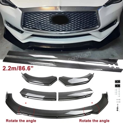 For INFINITI M35 M37 M45 M56 Front Bumper Lip Splitter Side Skirt Carbon Style Foto 1 de 4
