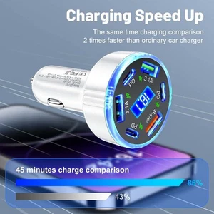 Chargeur Voiture 6 Ports avec Charge Rapide Technologie PD pour Plusieurs Appare - Photo 1 sur 36