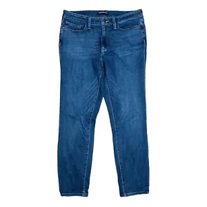 Womens Calvin Klein Blue Stretch Straight Leg Denim Jeans Button Zip Size 12 - Picture 1 of 11