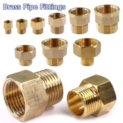 Brass Reducer 2Pcs BSP 1/8 1/4 3/8 1/2 Female to Male Thread Reducing Adapter