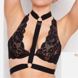 NWT HAH X Free People Strapped in Harness OS Black Lingerie Garter XS S M L XL - Picture 1 of 16