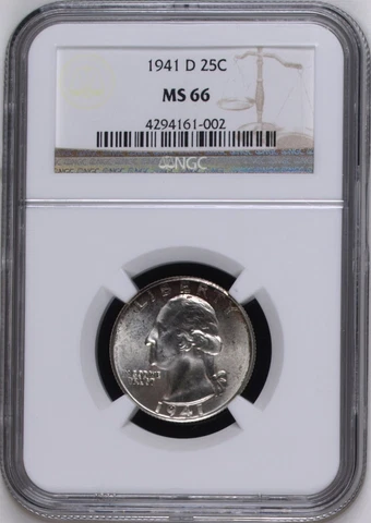 1941-D S25C WASHINGTON-QUARTER SPOTLESS NEAR-SUPERB NGC MS-66 HIGHEST-GRADES Cover