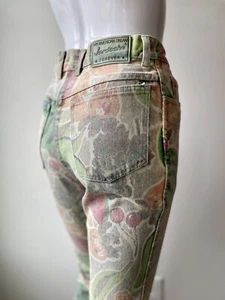 Vintage Fruit Print Jeans XS 24x31 80s 90s Jordache Novelty Tropical Deadstock - Picture 1 of 14