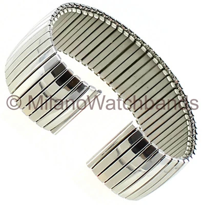 20 mm Hirsch Twist-O-Flex Stainless Steel Silver Tone Mens Watch Band 883 - Image 1 of 4