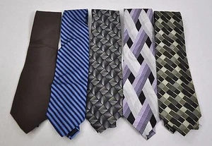 Lot of 5 Men's Neck Classic Ties Multi Colored Wear To Work All 100% Silk 2 - Picture 1 of 2