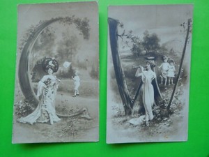 ALPHABET LETTER POSTCARDS 1900s " C & W " Rotary Photo Co