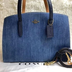 Coach Charlie Denim Tote Bag 2way Blue - Picture 1 of 8