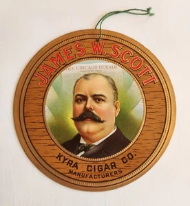 VINTAGE JAMES W. SCOTT - KYRA CIGAR CO. ADVERTISING FAN PULL (Not a repro.) - Picture 1 of 2