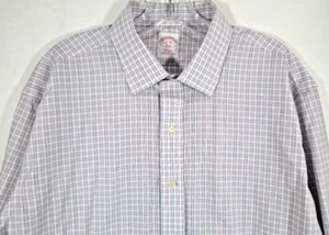 Brooks Brothers-Mens Dress Shirt-XL Extra Large-17/34-Blue Plaid-French Cuffs - Picture 1 of 10