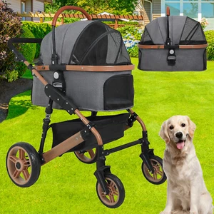 Pet Stroller 3-in-1 Multifunction Dog Cat Stroller 4 Wheel Large Travel Stroller - Picture 1 of 9