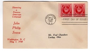 #880 John Philip Sousa Famous American FDC 1940 - Scarce Chambers - Picture 1 of 2