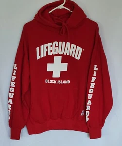 Lifeguard Official Mens Hoodie Sweatshirt Size XL Lifeguard Block Island RI Red - Picture 1 of 9