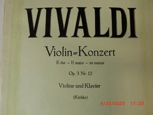 VIVALDI  Violin =Konzert  E dur Opus 3 Nr.12 Edition Peters - Bild 1 von 5