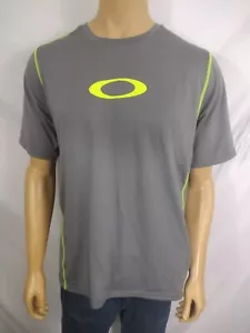 OAKLEY T-shirt allenamento/atletica uomo XL grigio SS verde fluo bordo poli traspirante - Foto 1 di 7