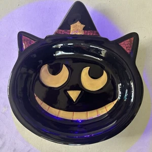 Halloween Cheshire Grin Cat Bowl Plate Kitschy Fall Serve Decoration Table Desk - Picture 1 of 11