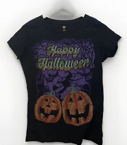 Happy Halloween Jugend Medium schwarz Jack O' Lantern Langarm T-Shirt - Bild 1 von 4