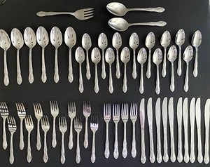 Oneidacraft VENUS Lot Of 51 Stainless Flatware FORK KNIFE SPOON + SERVING EUC - Picture 1 of 18