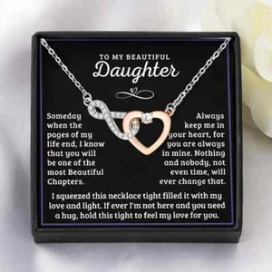 **Gift for Daughter | Intertwined Heart and Inscription Necklace | Perfect Gift - Picture 1 of 9