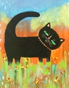 Buy 2 Get the 3rd FREE, 11 x 14, Art PRINTS, Wall Art, Black Cat, Cat Art Print - Picture 1 of 3