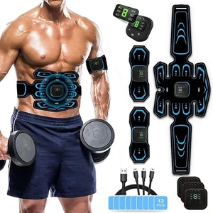 Rechargeable EMS Abdominal Muscle Stimulator ABS Trainer Toner Fitness Belt - Picture 1 of 8