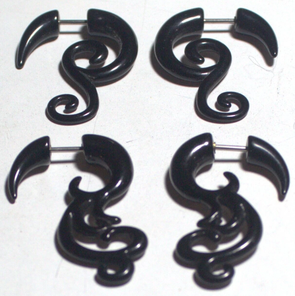 2 Pair 18g Fake Acrylic Tribal Ear Plugs Rings 316 Surgical Steel Look Sexy Gift - Image 1 of 1