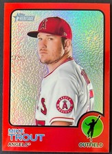 2022 Topps Heritage Chrome Red Refractor #100 Mike Trout #ed /573 *LA Angels