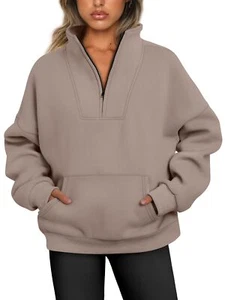 Sweatshirts Quarter Half Zip Pullover Oversized Hoodies Sweaters Comfy Fall O... - Picture 1 of 6
