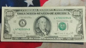 Old Rare 1990 $100 Dollar Note Bookend 4's - Picture 1 of 2
