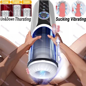 Male Masturbaters Automatic HandsFree Telescopic Sucking Cup Stroker Men Sex Toy - Picture 1 of 24