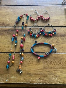 Boho Perlen Halskette Ohrringe & Armband Set Modeschmuck - Bild 1 von 4