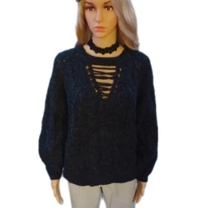 Womens New Taylor and sage L cut-out cable knit sweater top - Picture 1 of 9