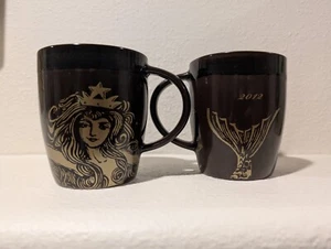 Starbucks Coffee Siren Mermaid 2012 Anniversary Coffee Mug Black Brown Gold 12oz - Picture 1 of 5
