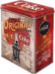 Vintage Style Retro Large Lidded Tin - COCA COLA - Refreshing Route 66 USA Style - Picture 1 of 4
