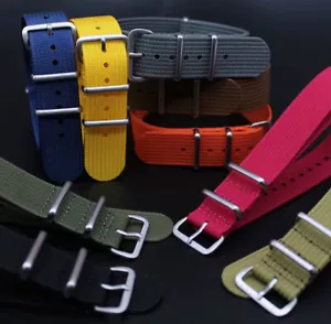 WJB Ribbed Nylon Military Style Watch Strap 20 and 22mm - Colors Available - Picture 1 of 38