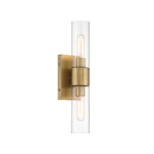 Designers Fountain Anton 17.5" 2 Light Wall Sconce, Brass/Clear - D286M-2WS-OSB