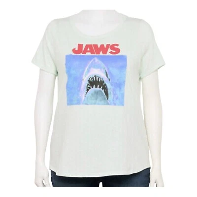 PÓSTER de la película Jaws para mujer talla grande cremosa como nueva camiseta talla 2X Foto 1 de 3